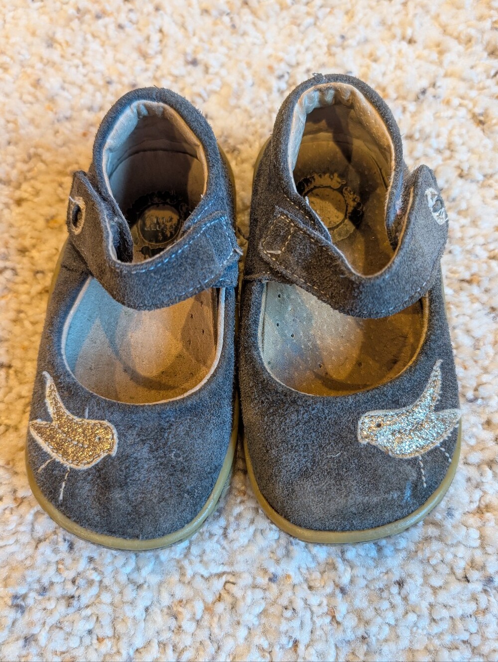 Livie And Luca Pio Pio Shoes in Charcoal with Gold Glitter Birds